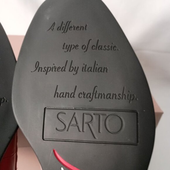 Sarto Franco Sarto Eden Red Patent Studded Penny Loafers Women Size 10 New - Picture 10 of 13